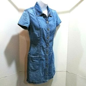 GapBlueJeans 1 blue denim shortsleeve smock dress